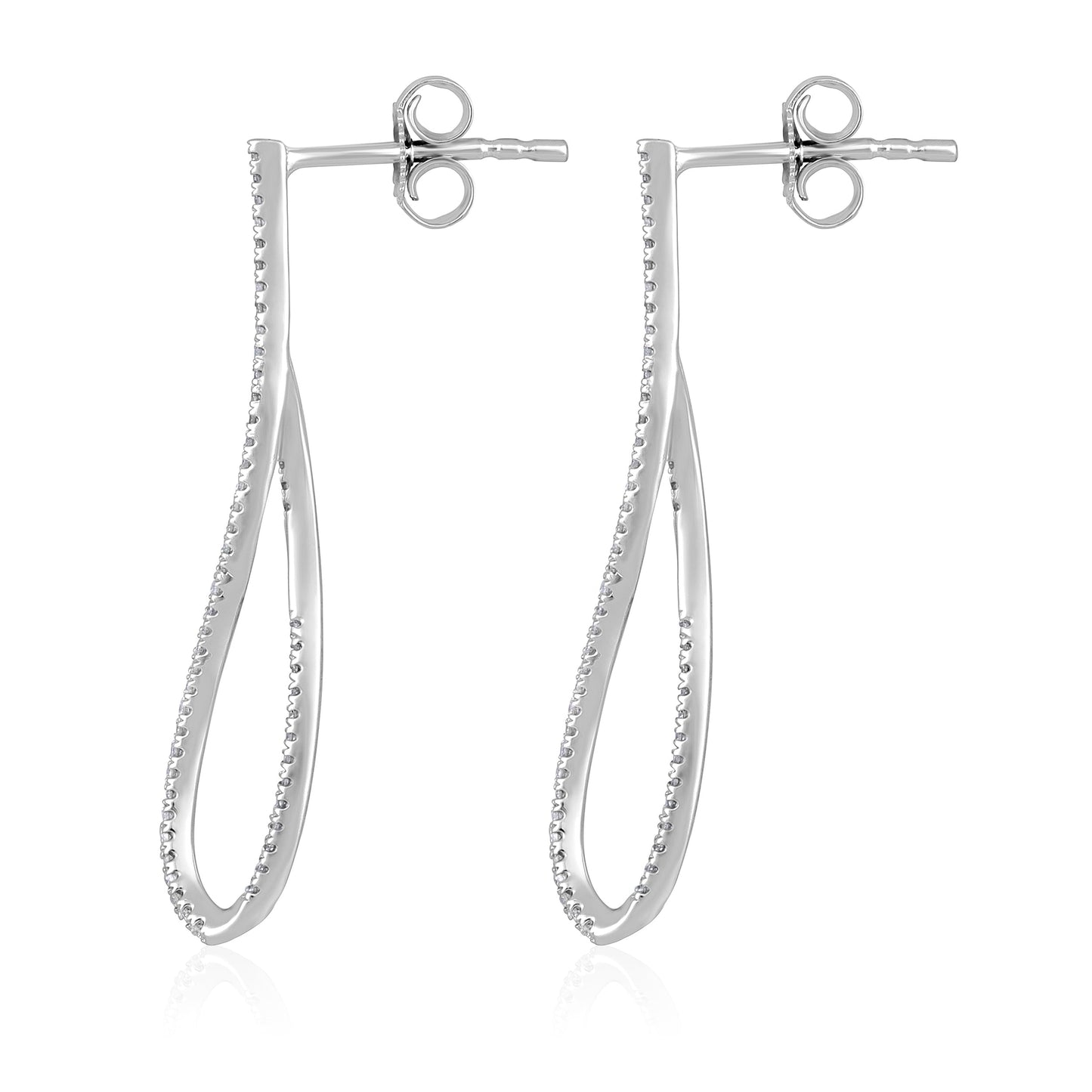 Solid Gold 0.2ct Natural Diamond Twist 30.5mm Drop Earrings