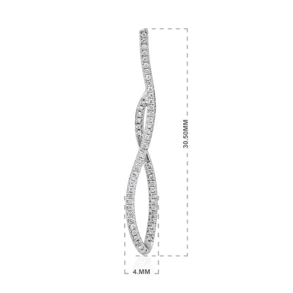 Solid Gold 0.2ct Natural Diamond Twist 30.5mm Drop Earrings
