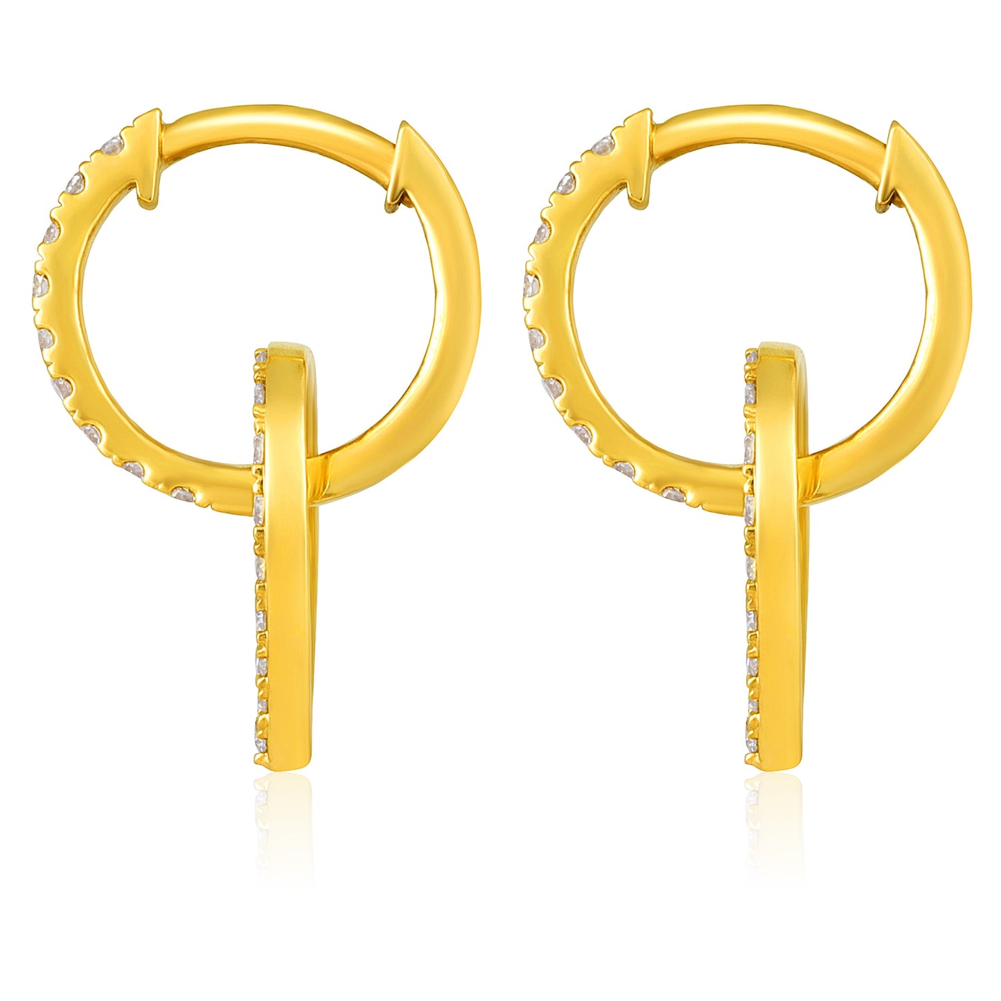 Solid Gold 0.5ct Natural Diamond Heart Hoop Drop Earrings