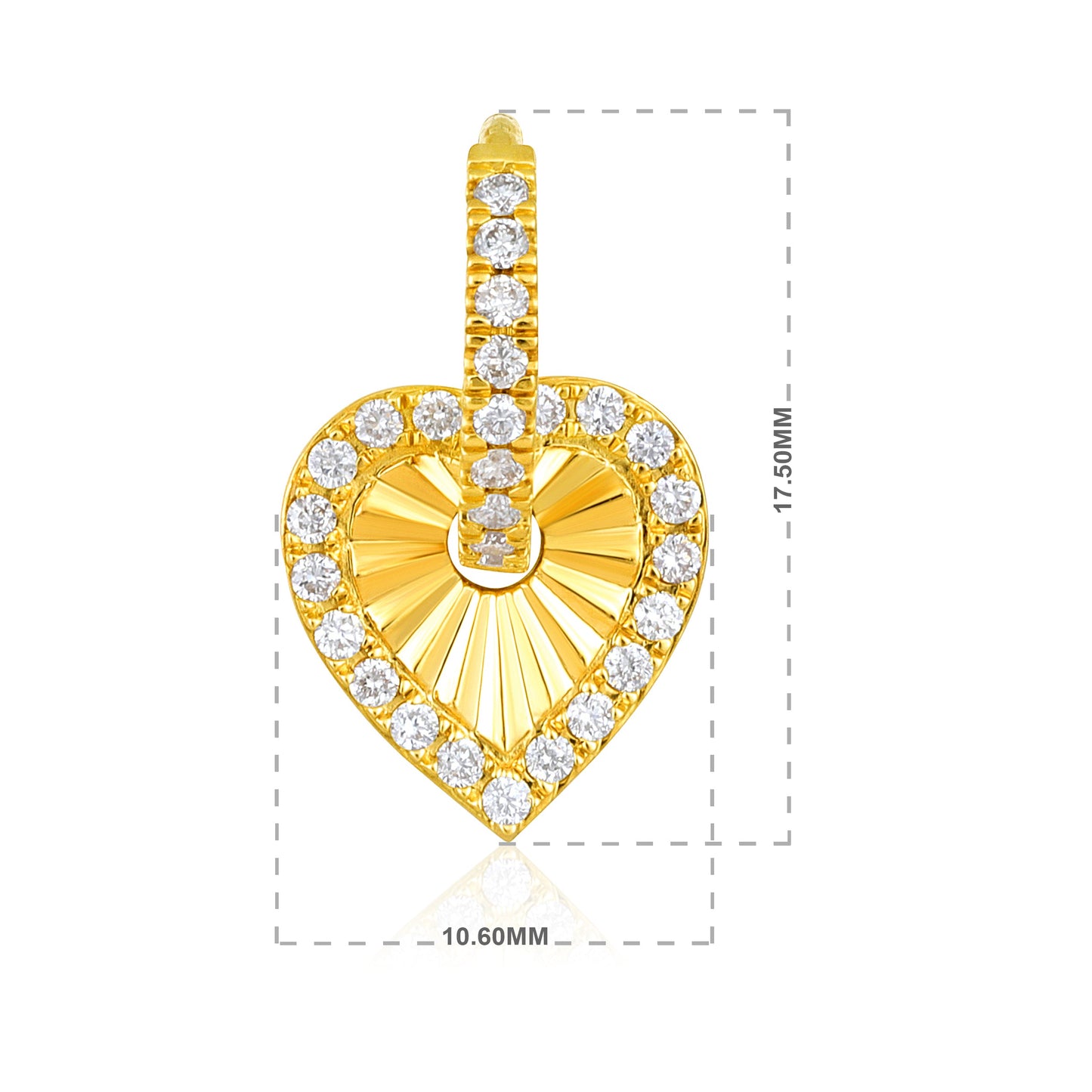 Solid Gold 0.5ct Natural Diamond Heart Hoop Drop Earrings