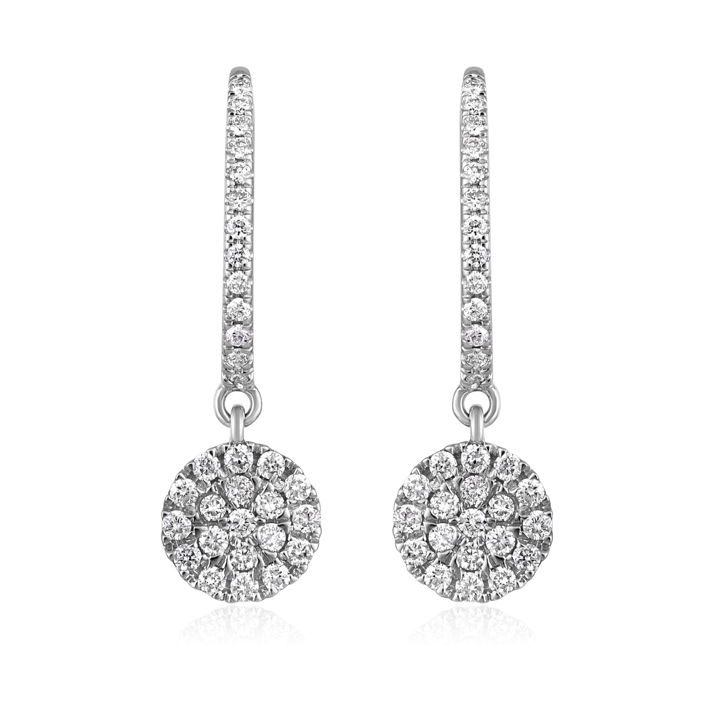 Solid Gold 0.5ct Natural Diamond Circle Charm Hopp Drop Earrings