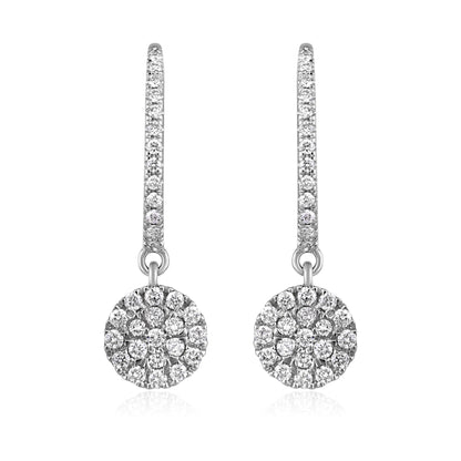 Solid Gold 0.5ct Natural Diamond Circle Charm Hopp Drop Earrings