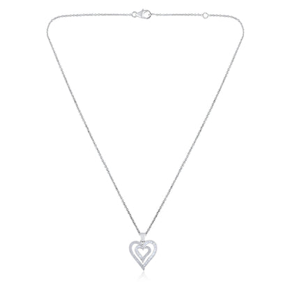 Solid Gold 1.4ct Natural Diamond Baguette Heart Pendant Necklace