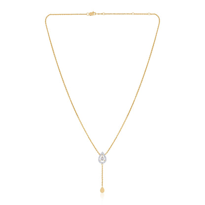 Solid Gold Natural Diamond Pear Lariat Y Drop Necklace