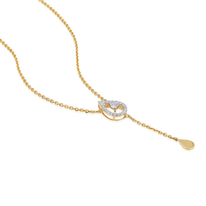 Solid Gold Natural Diamond Pear Lariat Y Drop Necklace