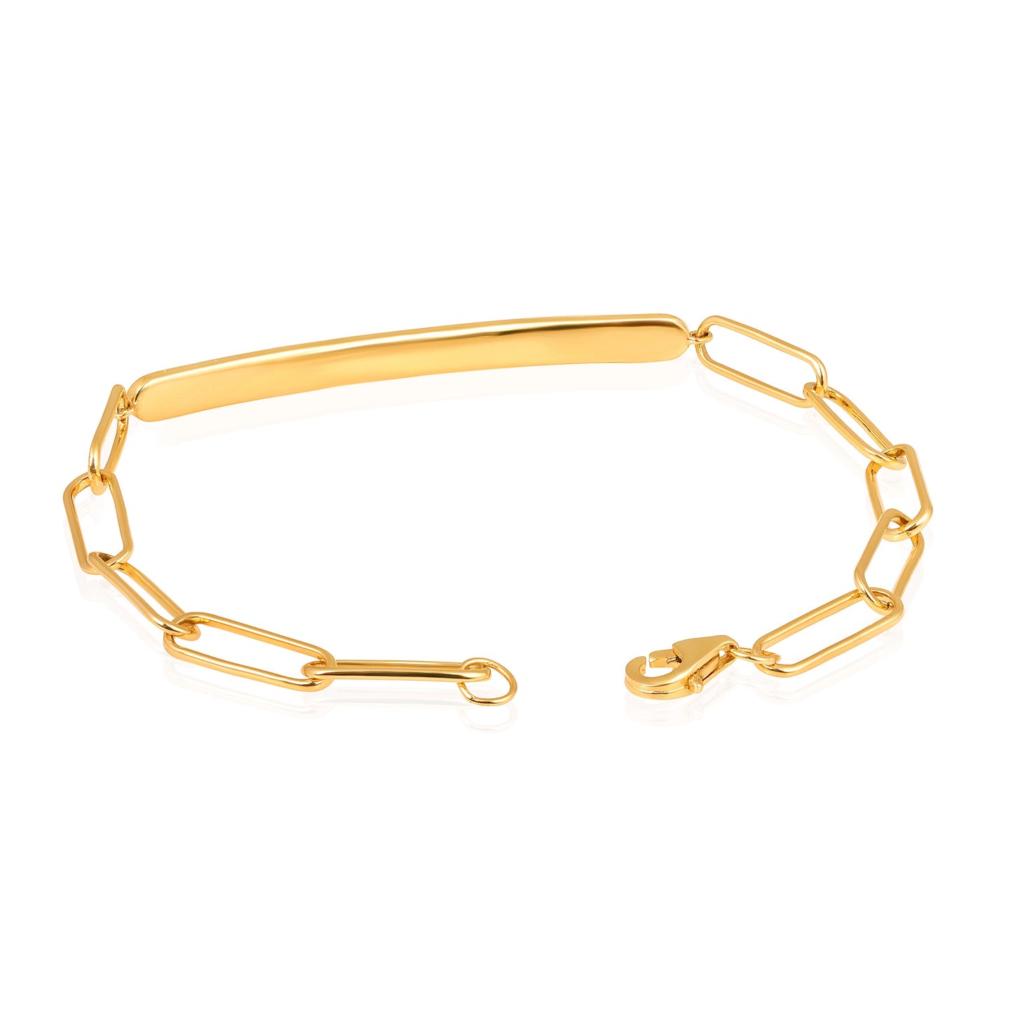 Solid Gold 0.6ct Natural Diamond Paperclip Link Bar Bracelet