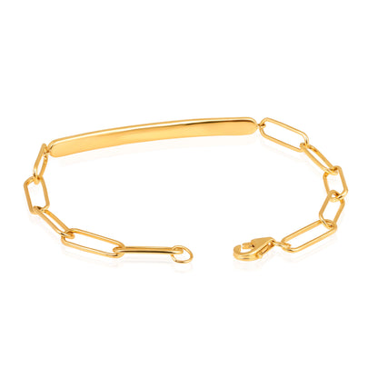Solid Gold 0.6ct Natural Diamond Paperclip Link Bar Bracelet