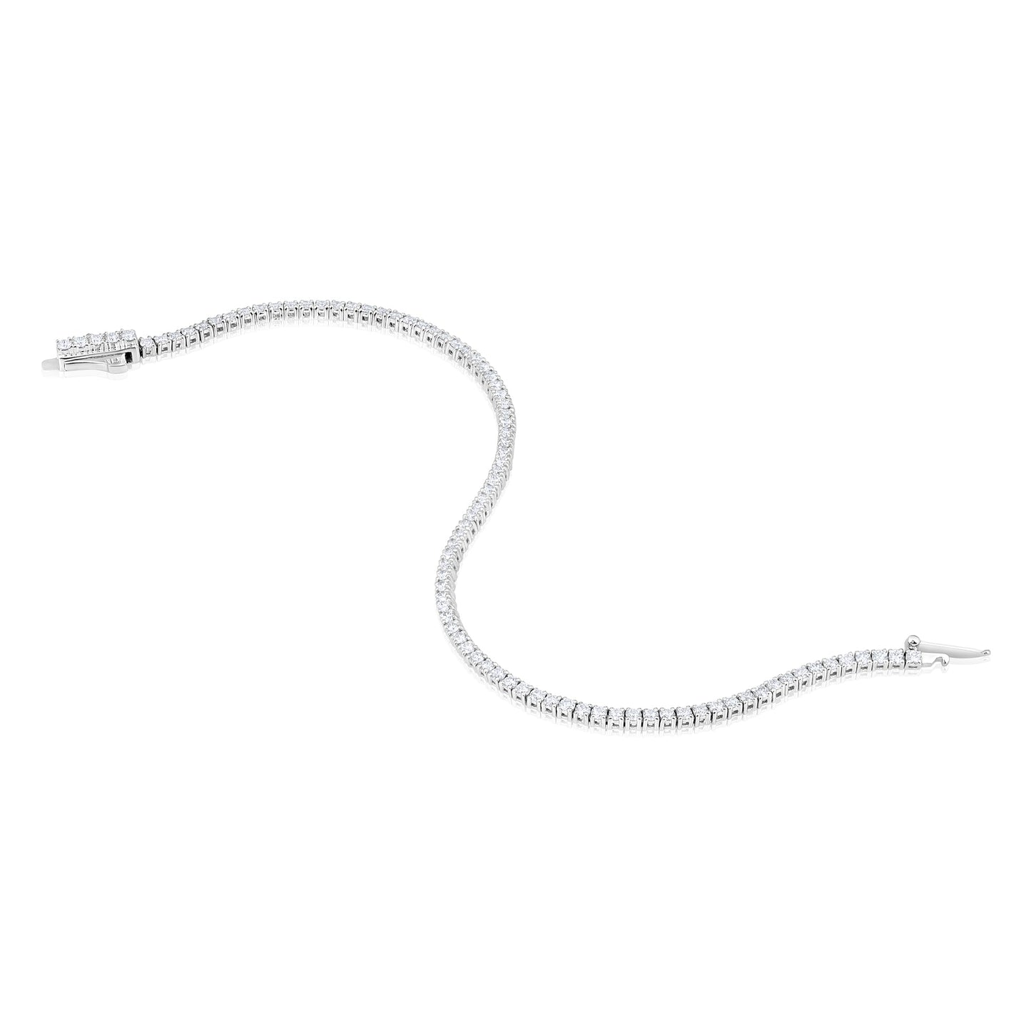 Solid Gold 2.1ct Natural Diamond Round Flat Tennis Bracelet