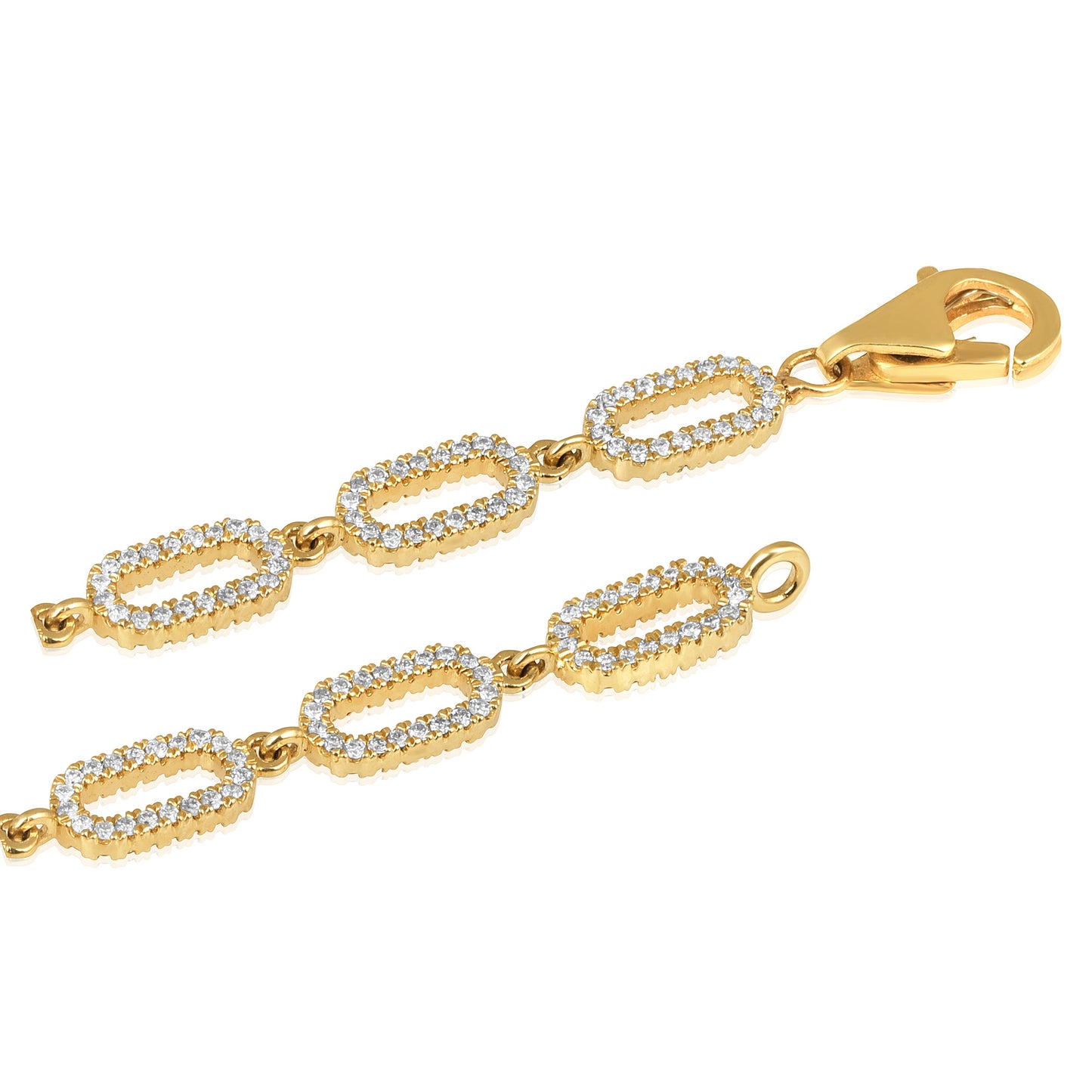 Solid Gold 1.6ct Natural Diamond Paperclip Link Chain Bracelet