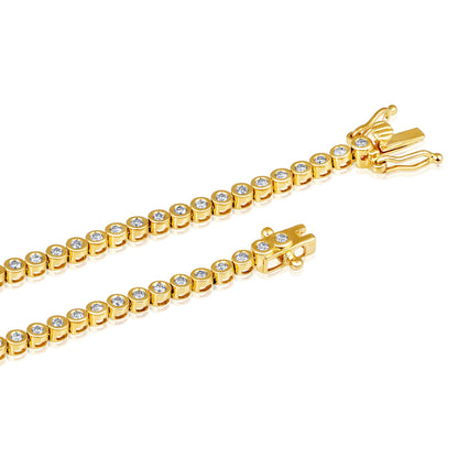 Solid Gold 1ct Natural Diamond Evil Eye Bead Tennis Bracelet