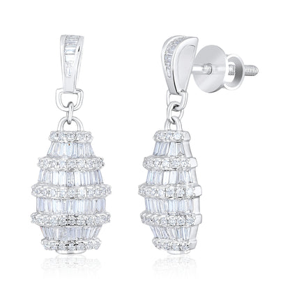 Solid Gold 1.9ct Natural Diamond Baguette Chandelier Drop Earrings