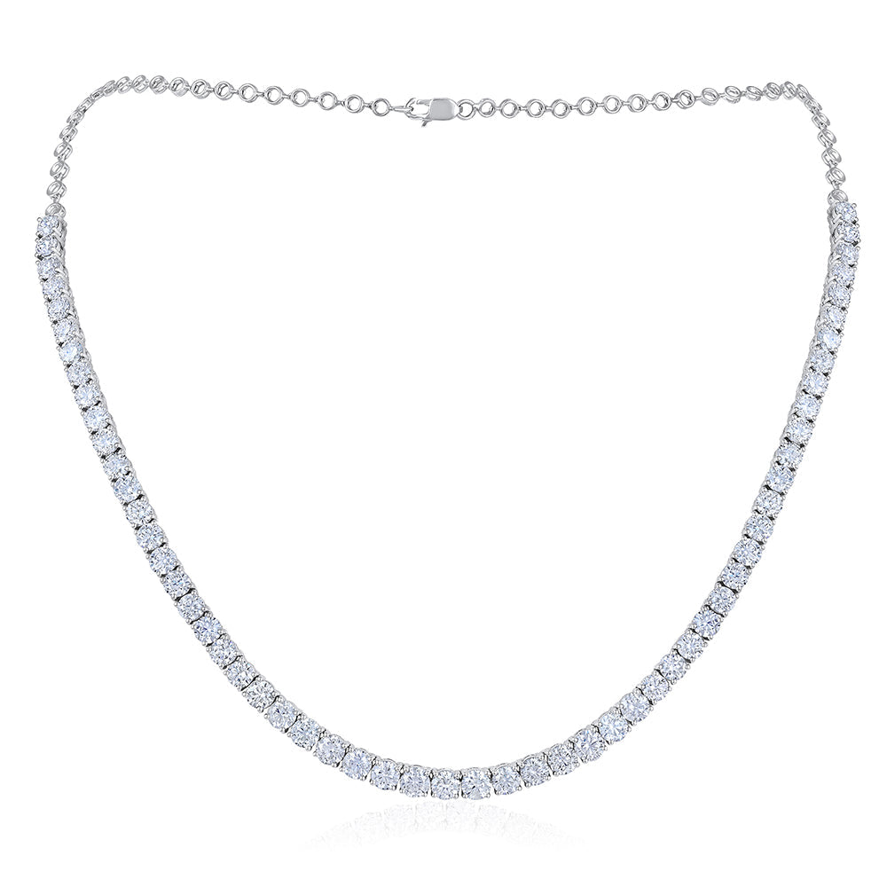 20ct 4.3mm Natural Diamond Solid Gold Round Tennis Necklace