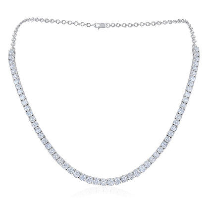 20ct 4.3mm Natural Diamond Solid Gold Round Tennis Necklace