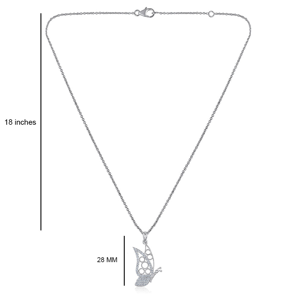 Solid Gold 0.4ct Natural Diamond Butterfly Charm Pendant Necklace