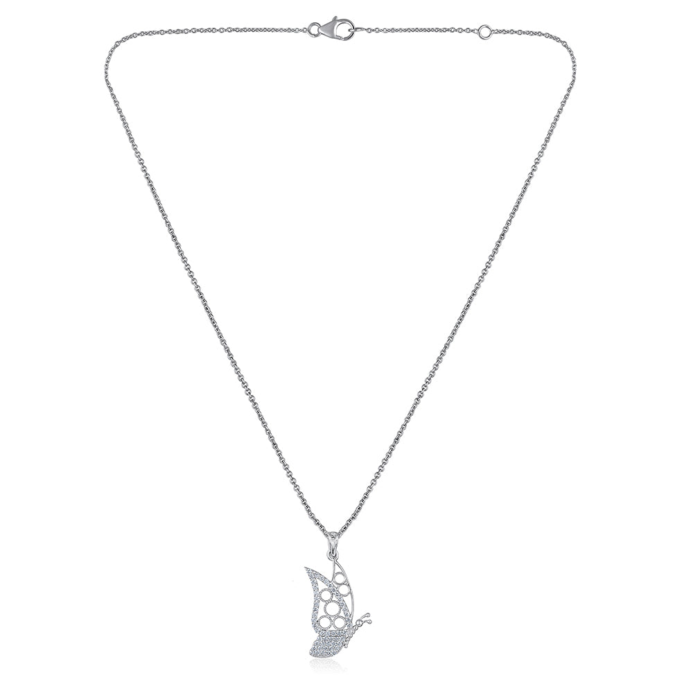 Solid Gold 0.4ct Natural Diamond Butterfly Charm Pendant Necklace