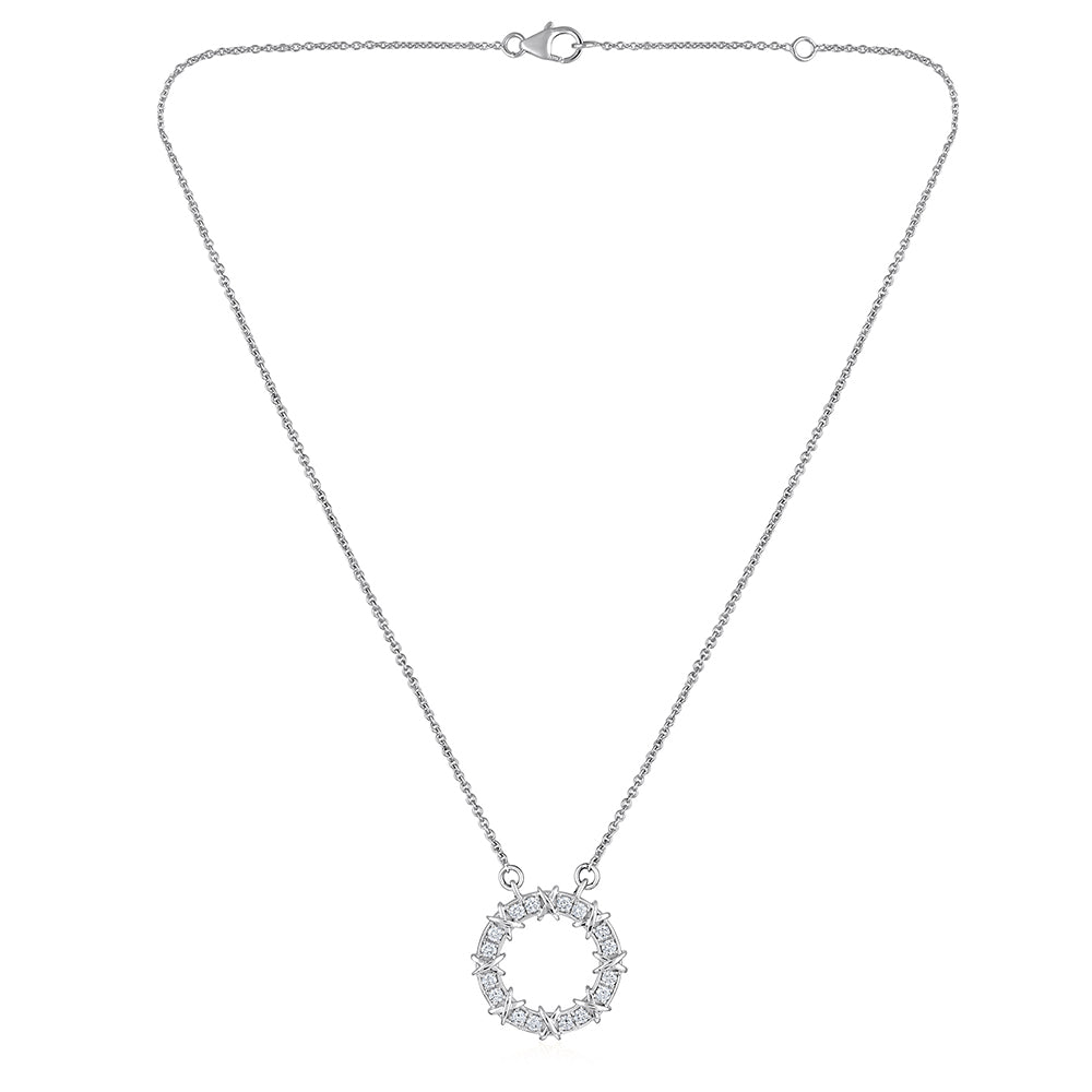 Solid Gold Natural Diamond Circle Necklace