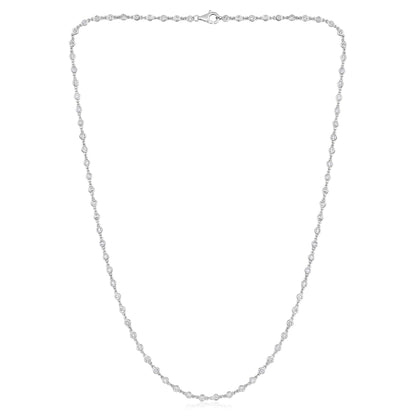 Solid Gold 1.7ct Natural Diamond 3mm Bezel Chain By Yard Rope Necklace