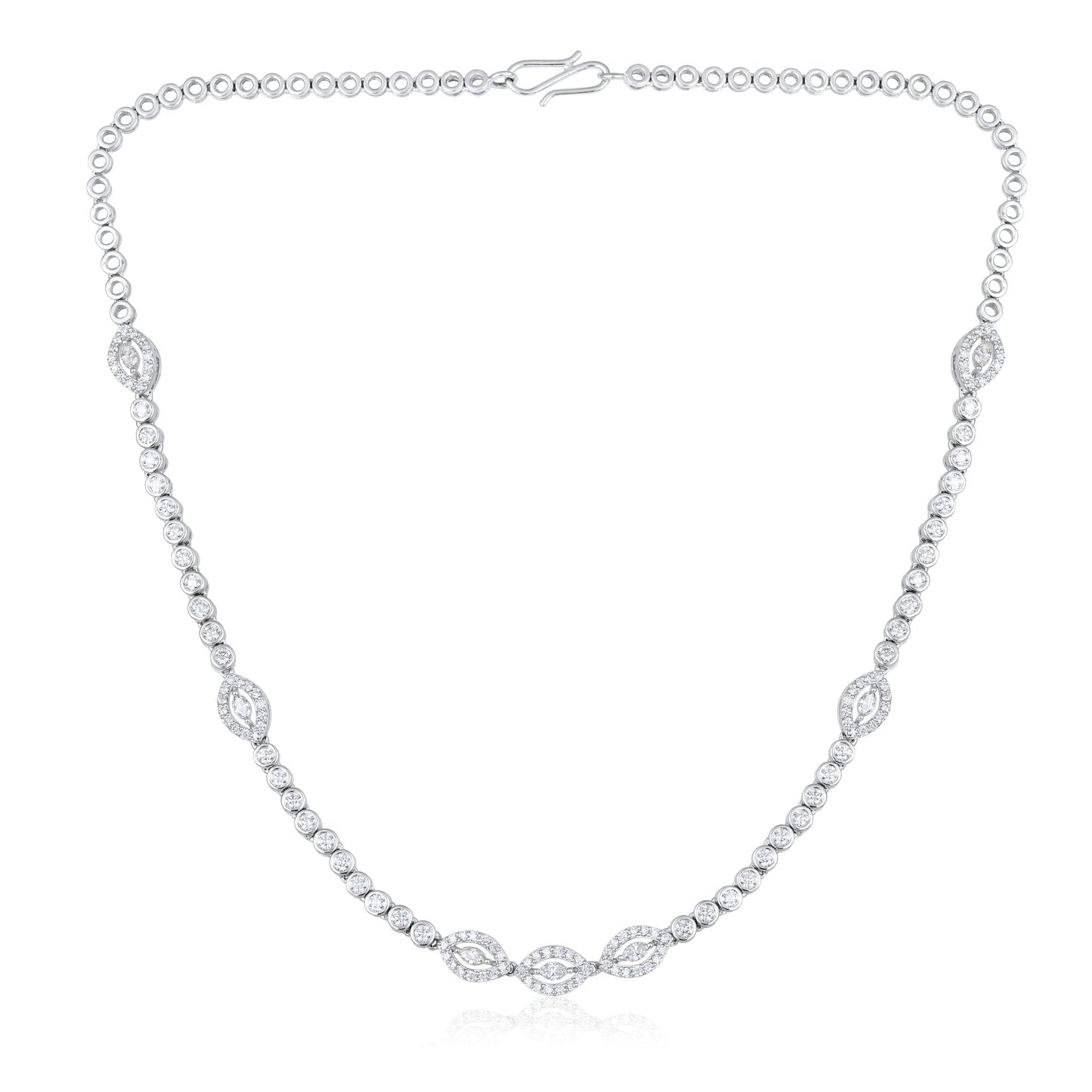 4.8ct Natural Diamond Marquise Solid Gold Tennis Necklace