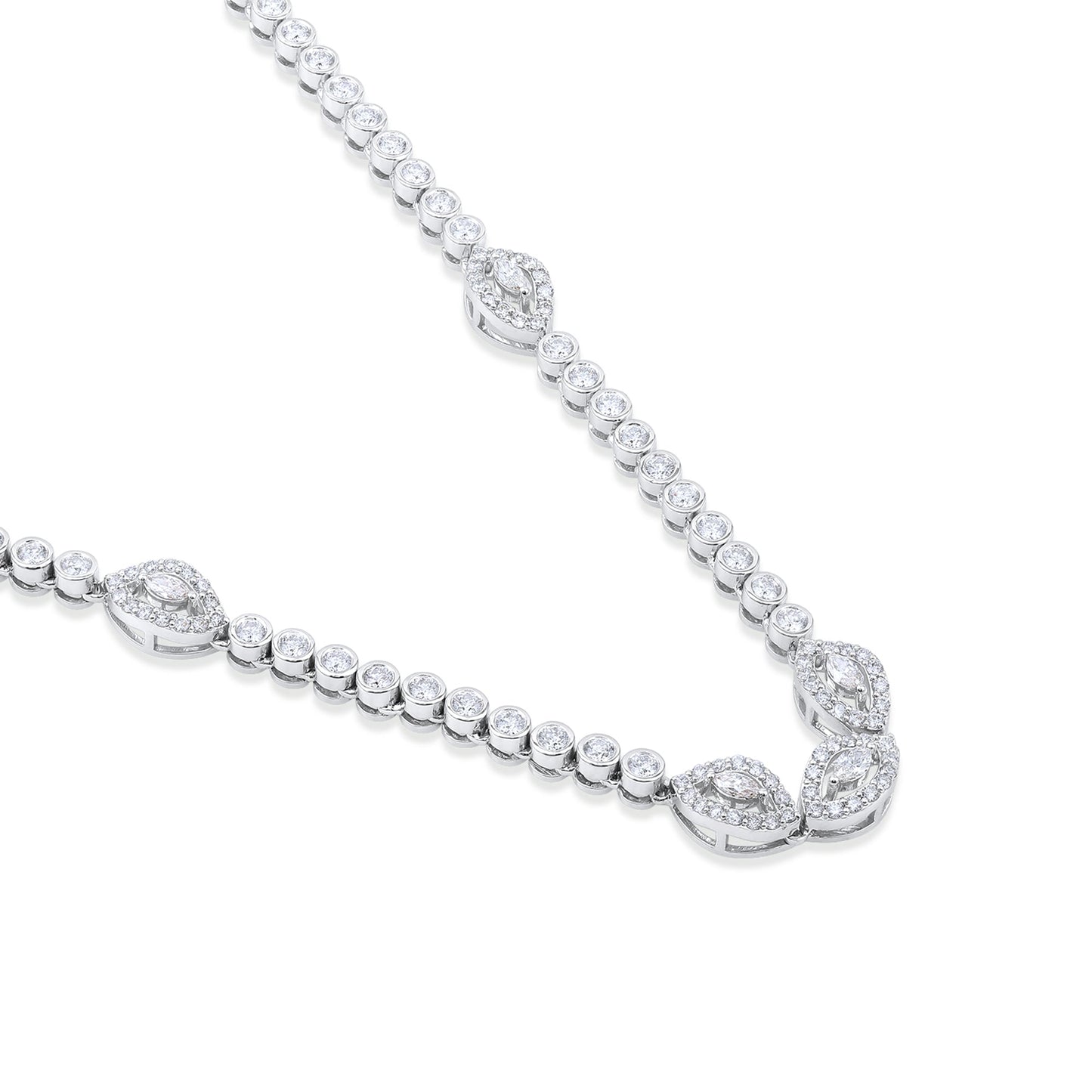 4.8ct Natural Diamond Marquise Solid Gold Tennis Necklace
