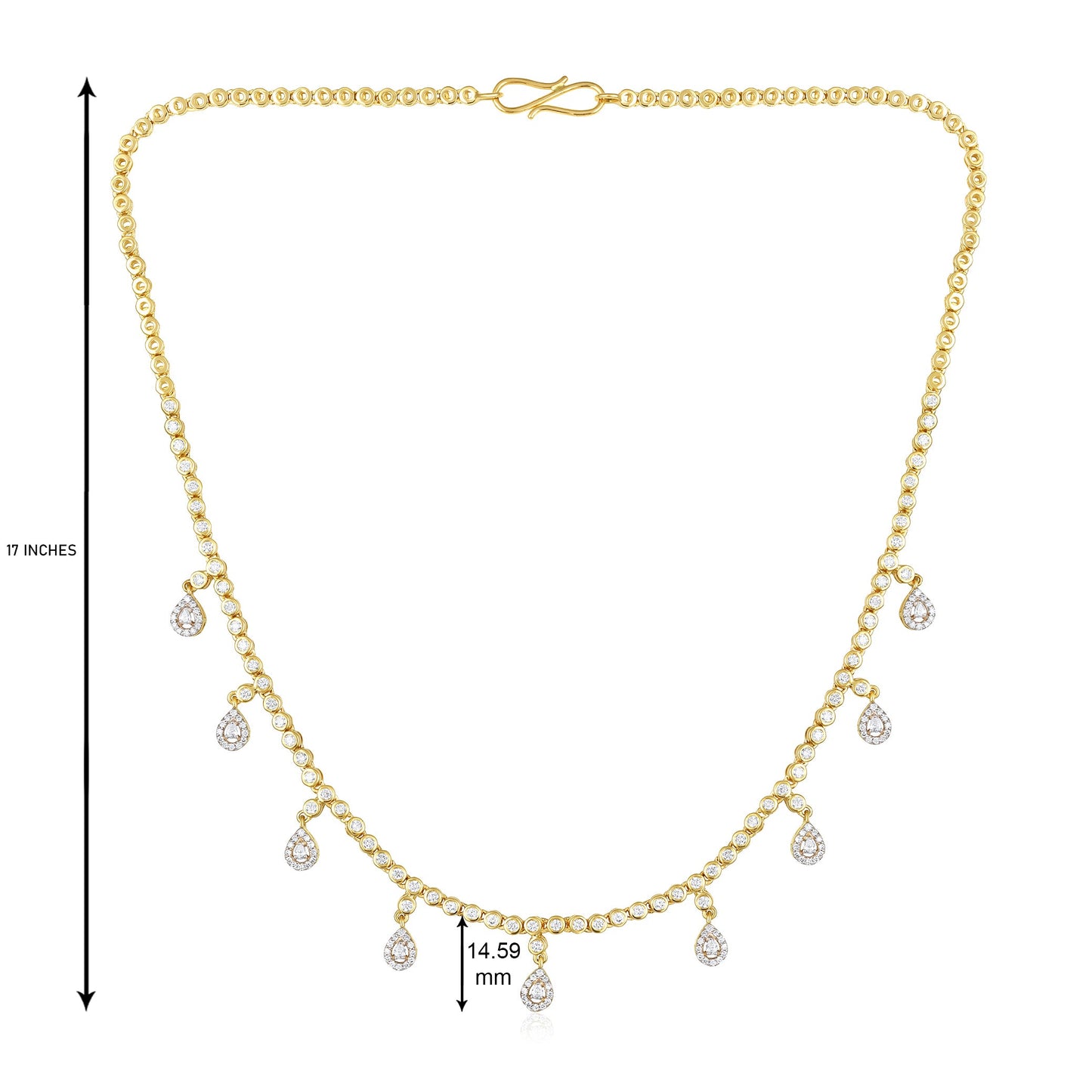 2.5ct Natural Diamond Pear Solid Gold Fringe Necklace