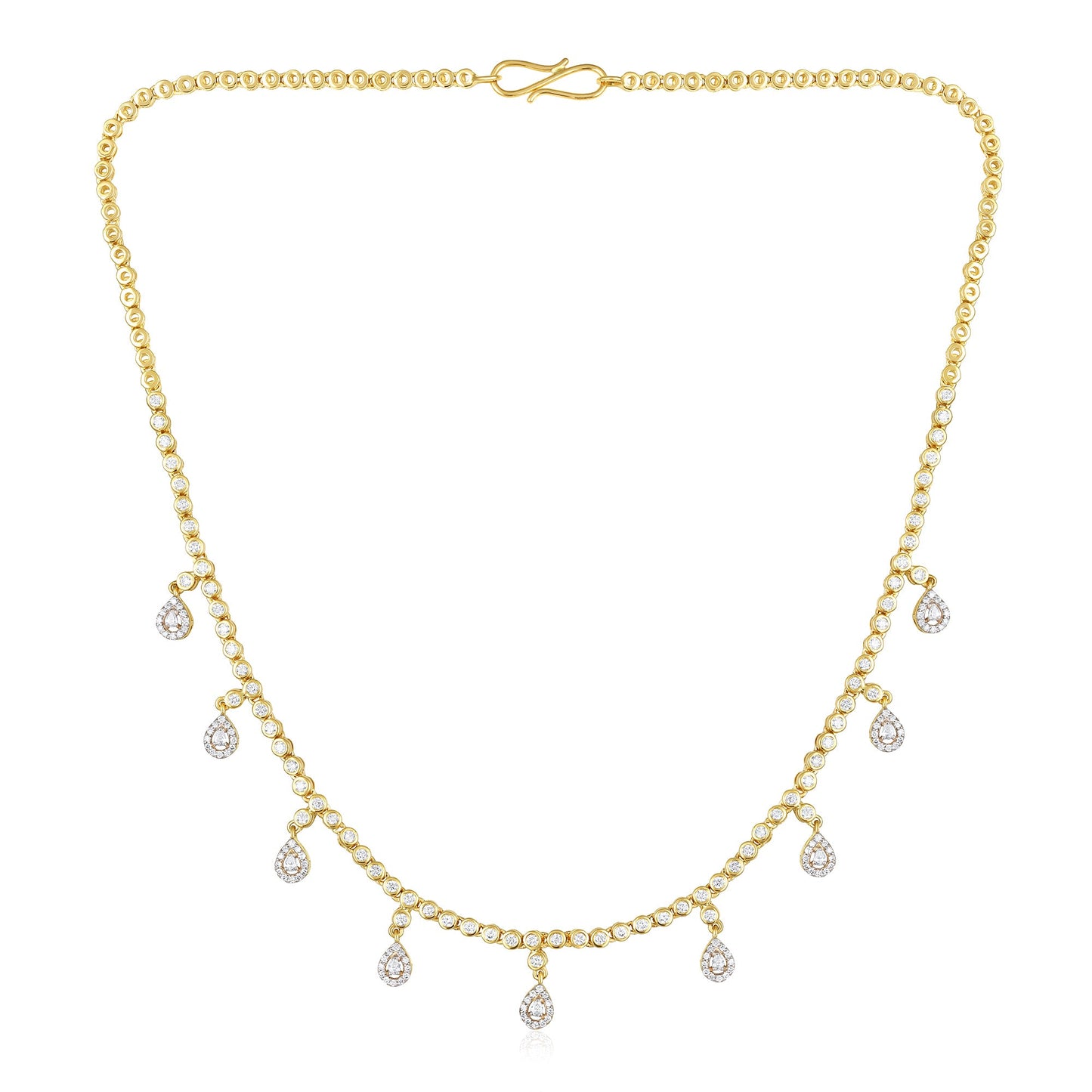 2.5ct Natural Diamond Pear Solid Gold Fringe Necklace