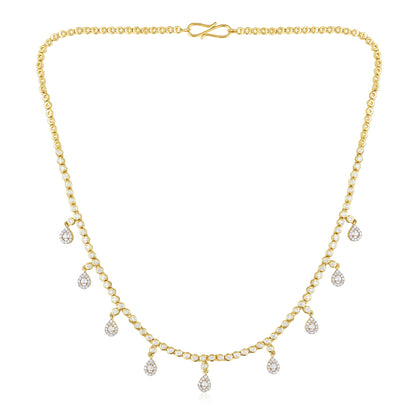 2.5ct Natural Diamond Pear Solid Gold Fringe Necklace