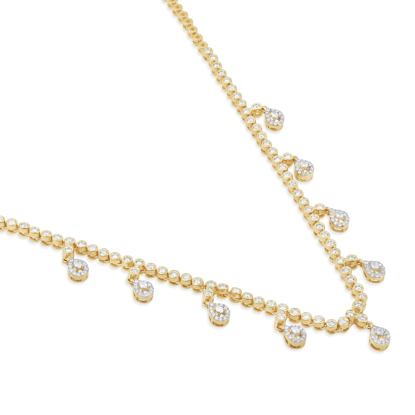 2.5ct Natural Diamond Pear Solid Gold Fringe Necklace