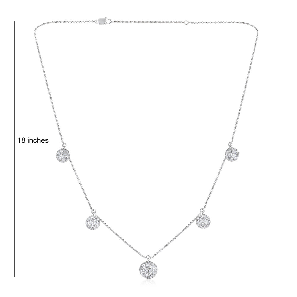 Solid Gold 1.3ct Natural Diamond 5-Circle Fringe Station Necklace