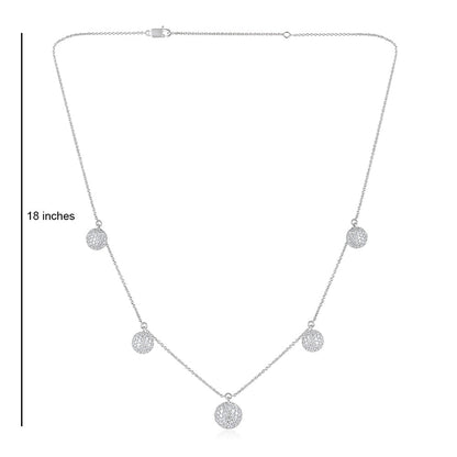 Solid Gold 1.3ct Natural Diamond 5-Circle Fringe Station Necklace