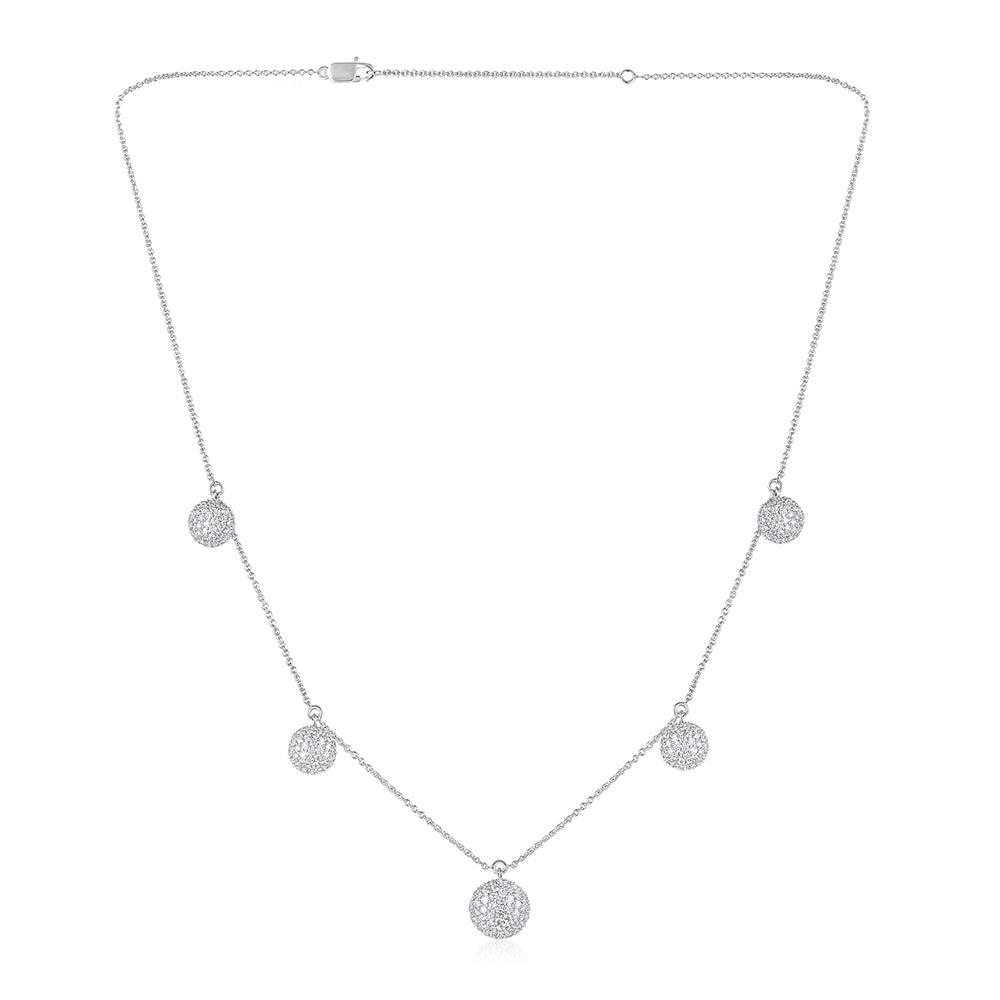 Solid Gold 1.3ct Natural Diamond 5-Circle Fringe Station Necklace