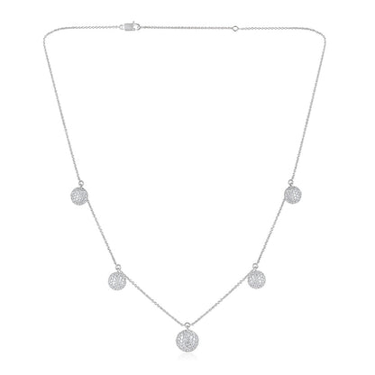 Solid Gold 1.3ct Natural Diamond 5-Circle Fringe Station Necklace