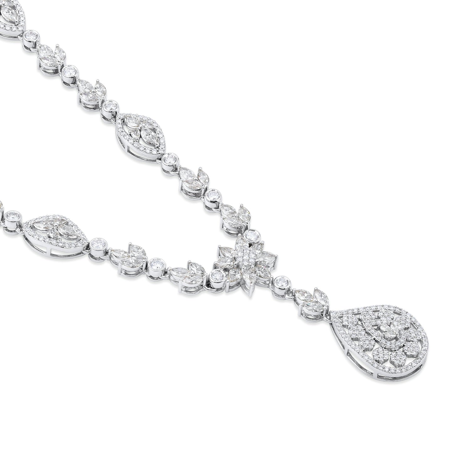 13.8ct Natural Diamond Marquise Pear Solid Gold Y-Drop Necklace