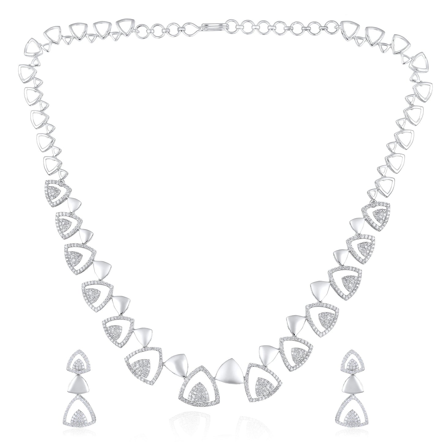 3.8ct Natural Diamond Solid Gold Necklace Earring Set