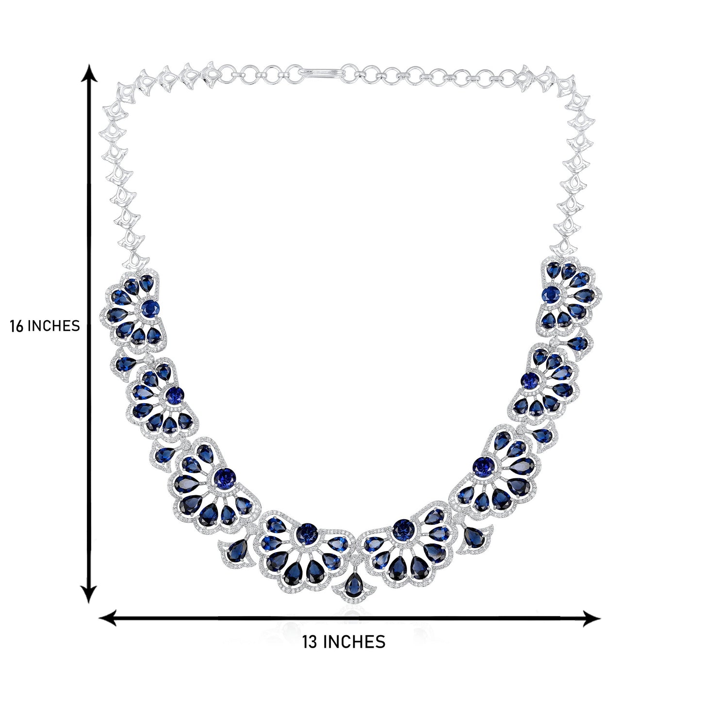 Solid Gold 41.1ct Natural Diamond w/ Sapphire Necklace Earrings Set