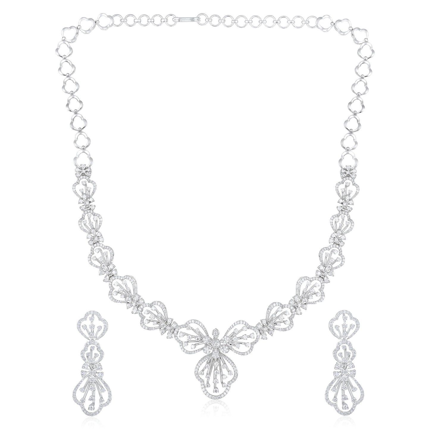 6.3ct Natural Diamond Solid Gold Necklace Earring Set