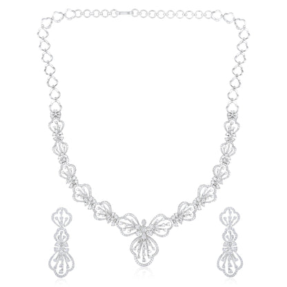 6.3ct Natural Diamond Solid Gold Necklace Earring Set