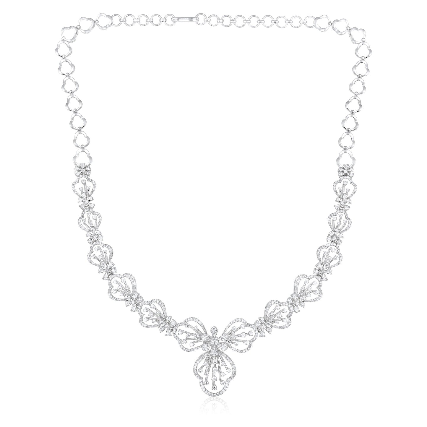 6.3ct Natural Diamond Solid Gold Necklace Earring Set