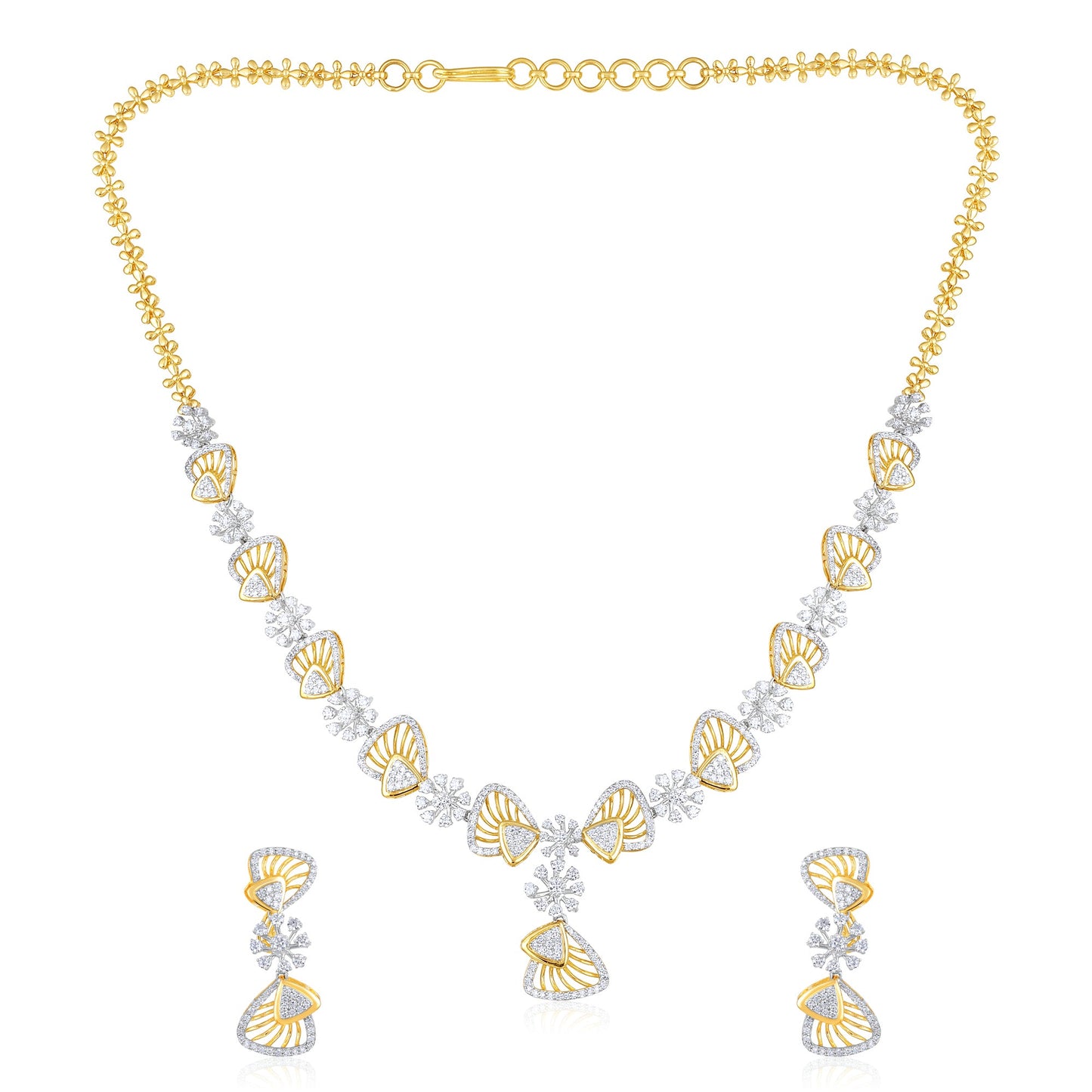 5.1ct Natural Diamond Solid Gold Necklace Earrings Set