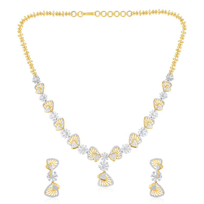 5.1ct Natural Diamond Solid Gold Necklace Earrings Set