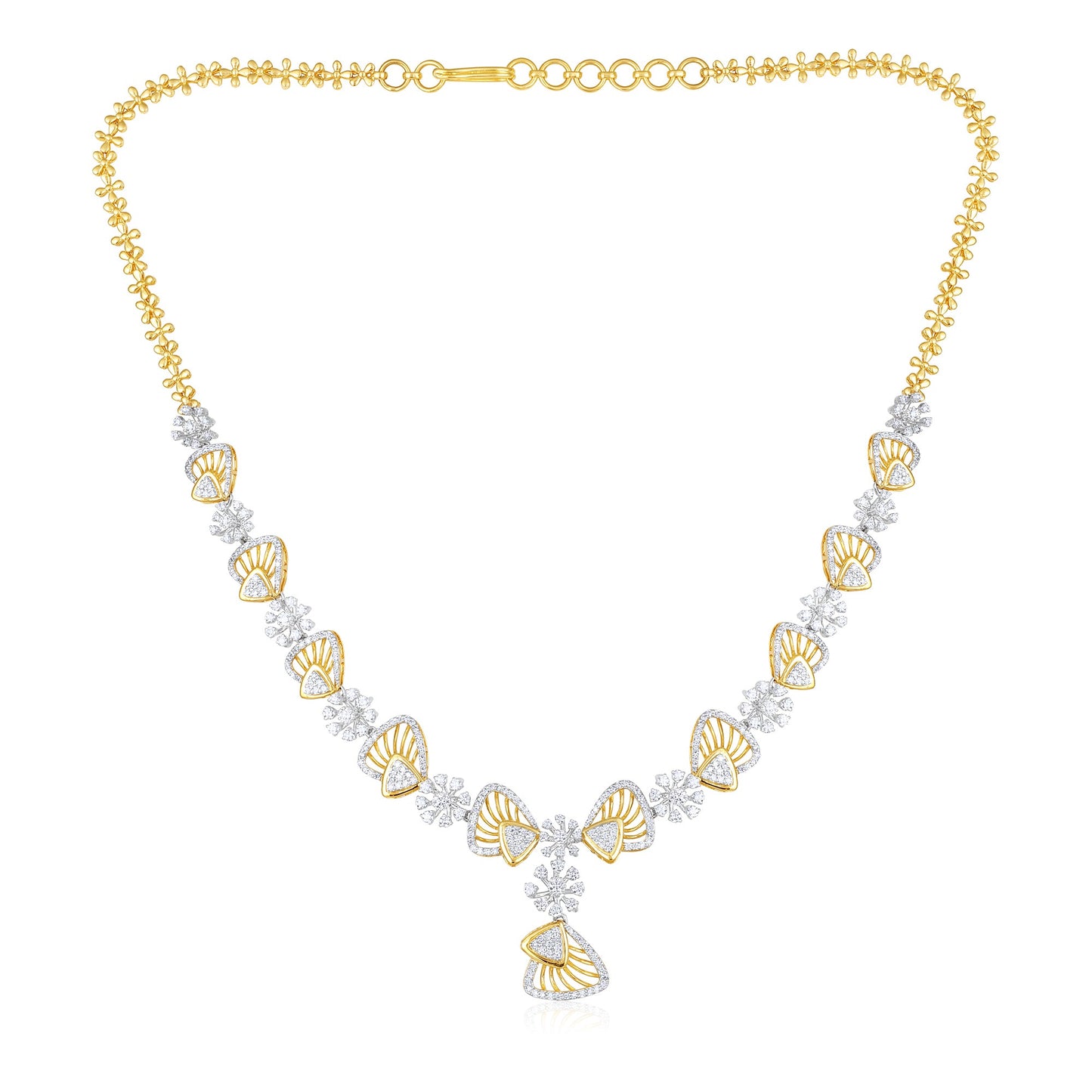 5.1ct Natural Diamond Solid Gold Necklace Earrings Set
