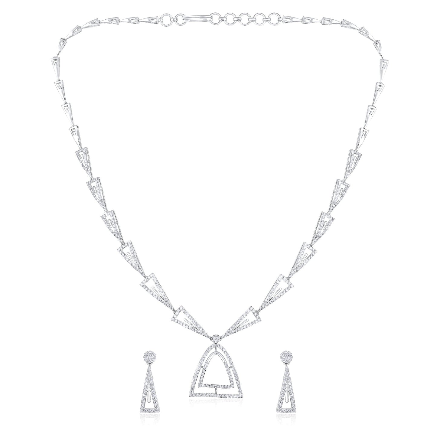 3ct Natural Diamond Solid Gold Necklace Earrings Set