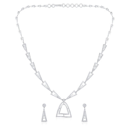 3ct Natural Diamond Solid Gold Necklace Earrings Set