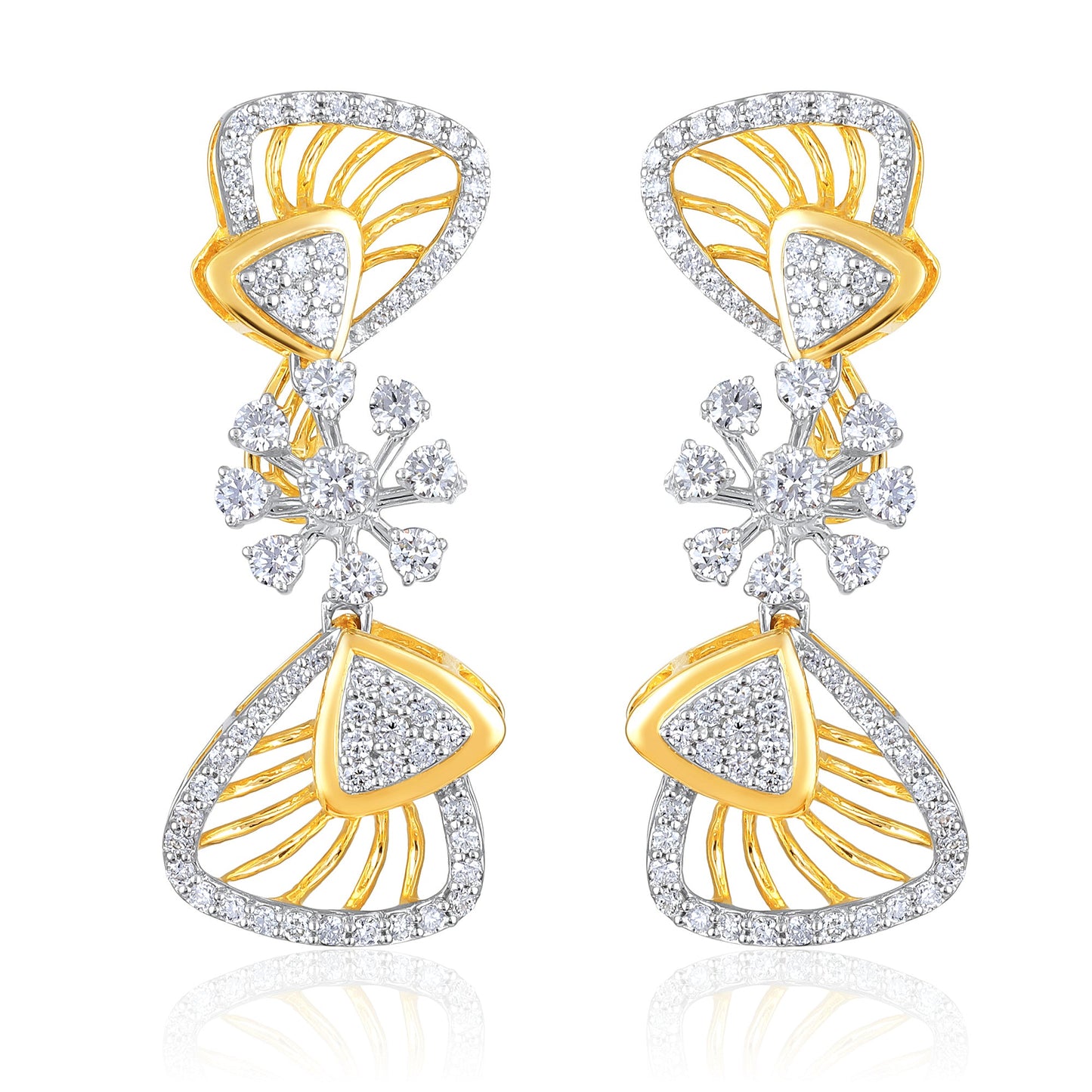 5.1ct Natural Diamond Solid Gold Necklace Earrings Set