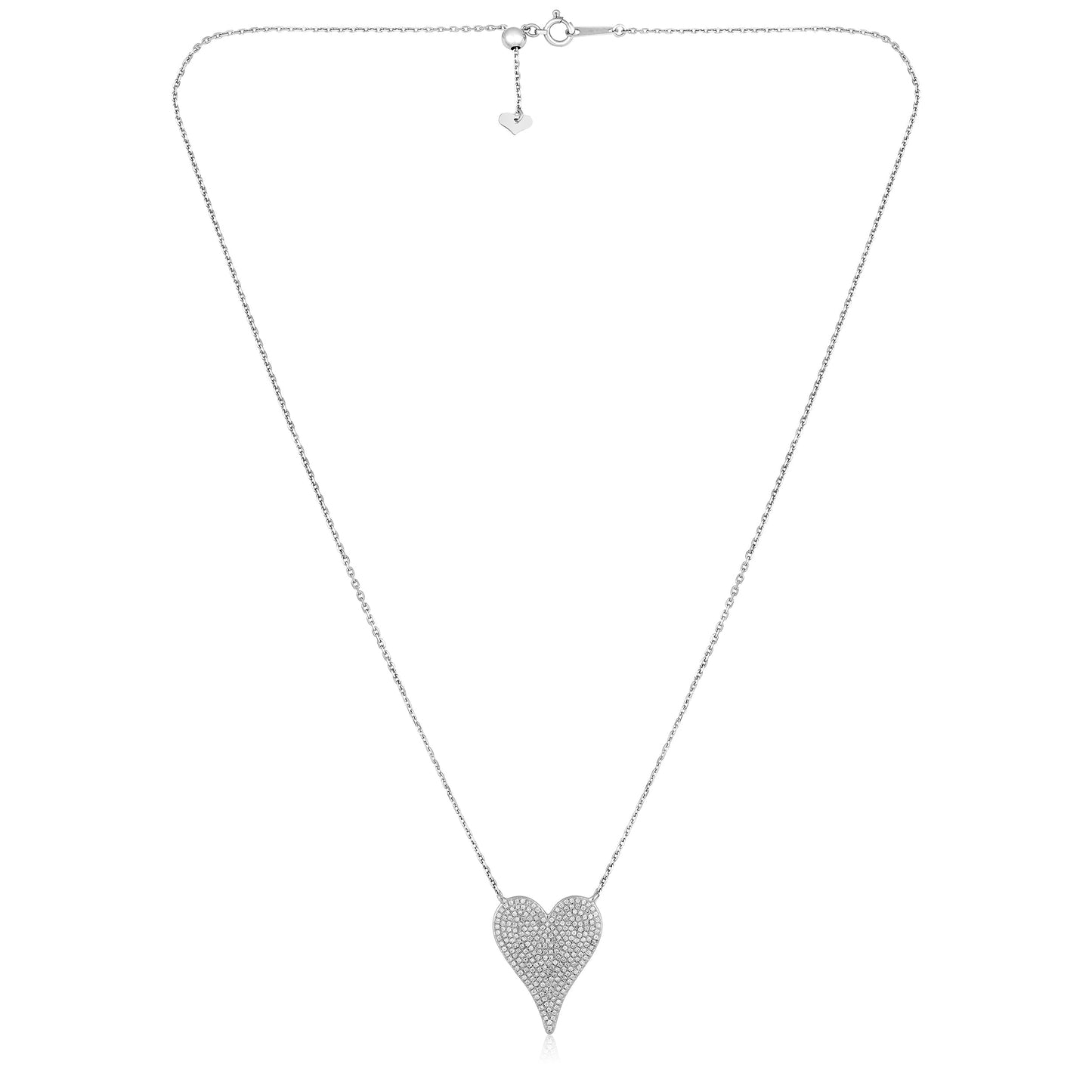 Solid Gold 0.33ct Natural Diamond Heart Shape Charm Pendant Necklace