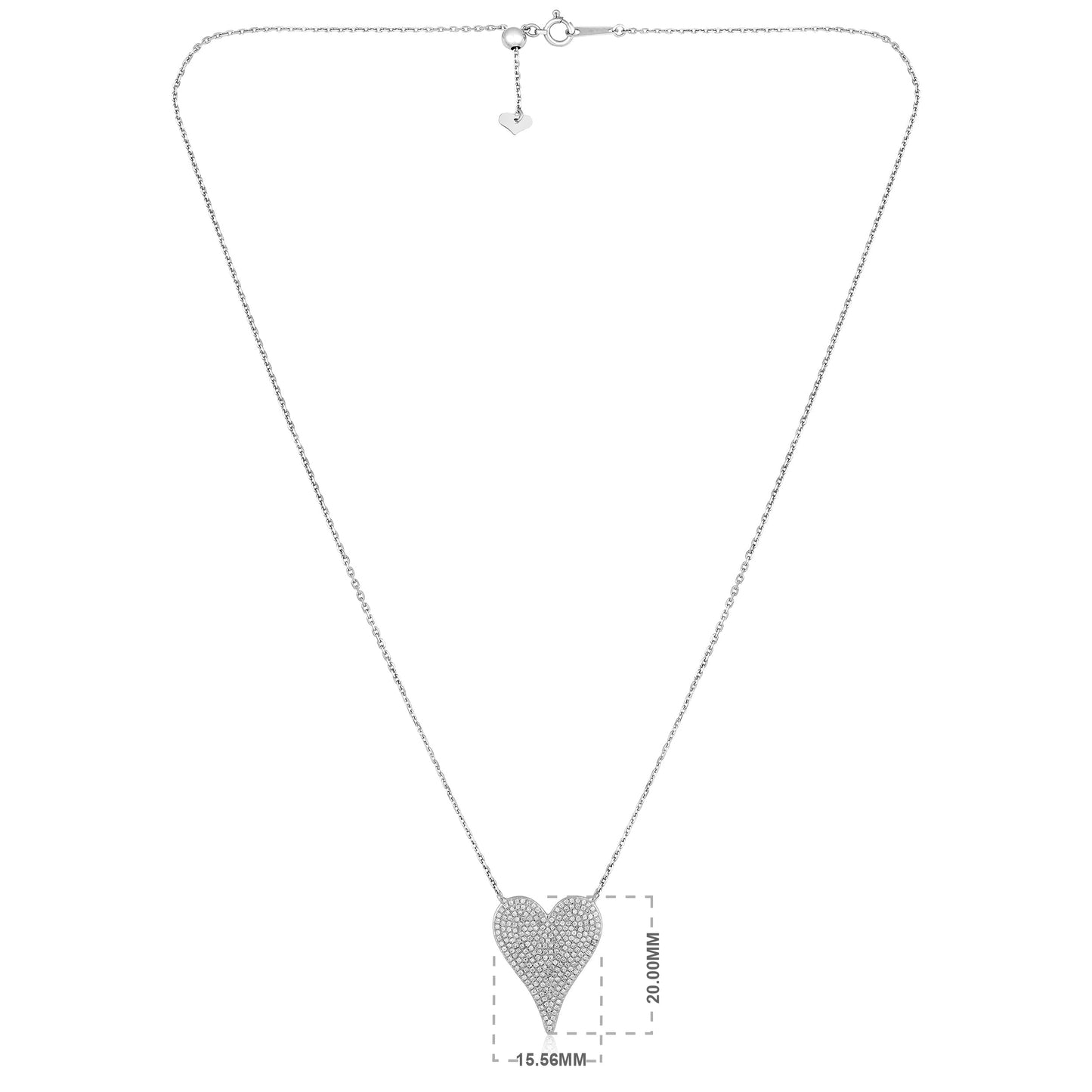 Solid Gold 0.33ct Natural Diamond Heart Shape Charm Pendant Necklace