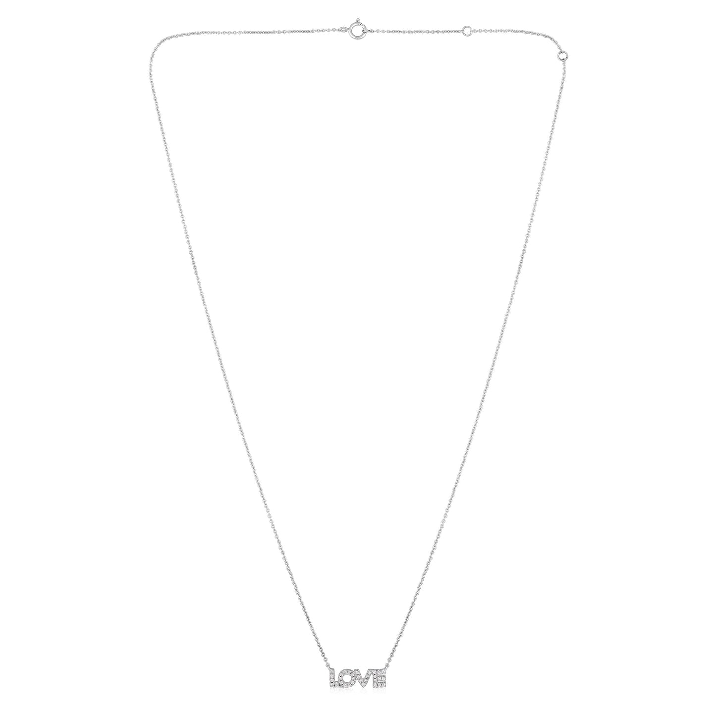 Solid Gold 0.11ct Natural Diamond LOVE Alphabet Charm Necklace