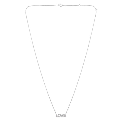 Solid Gold 0.11ct Natural Diamond LOVE Alphabet Charm Necklace