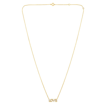 Solid Gold 0.11ct Natural Diamond Love Script Alphabet Necklace