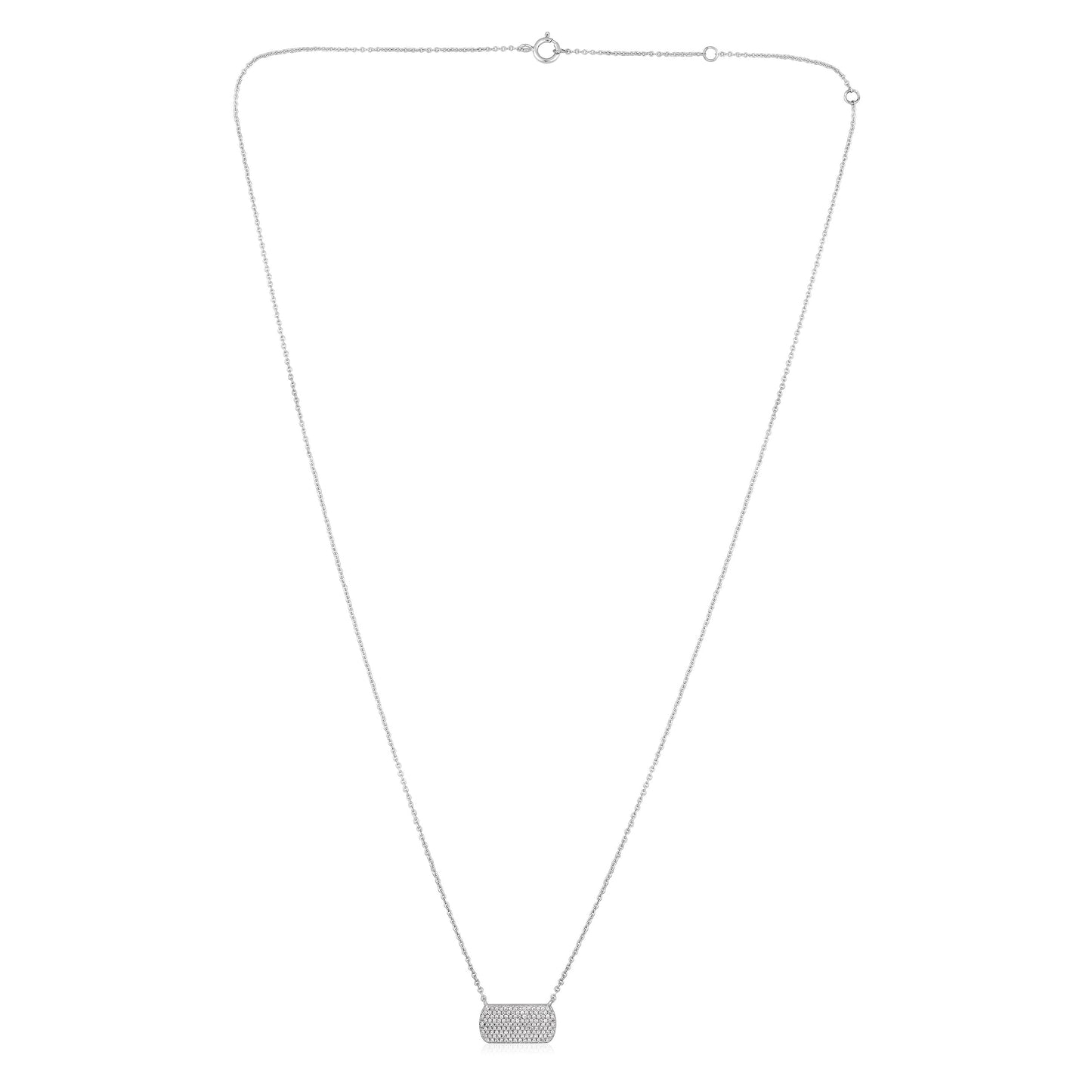 Solid Gold 0.25ct Natural Diamond Rectangle Bar Tag Charm Necklace