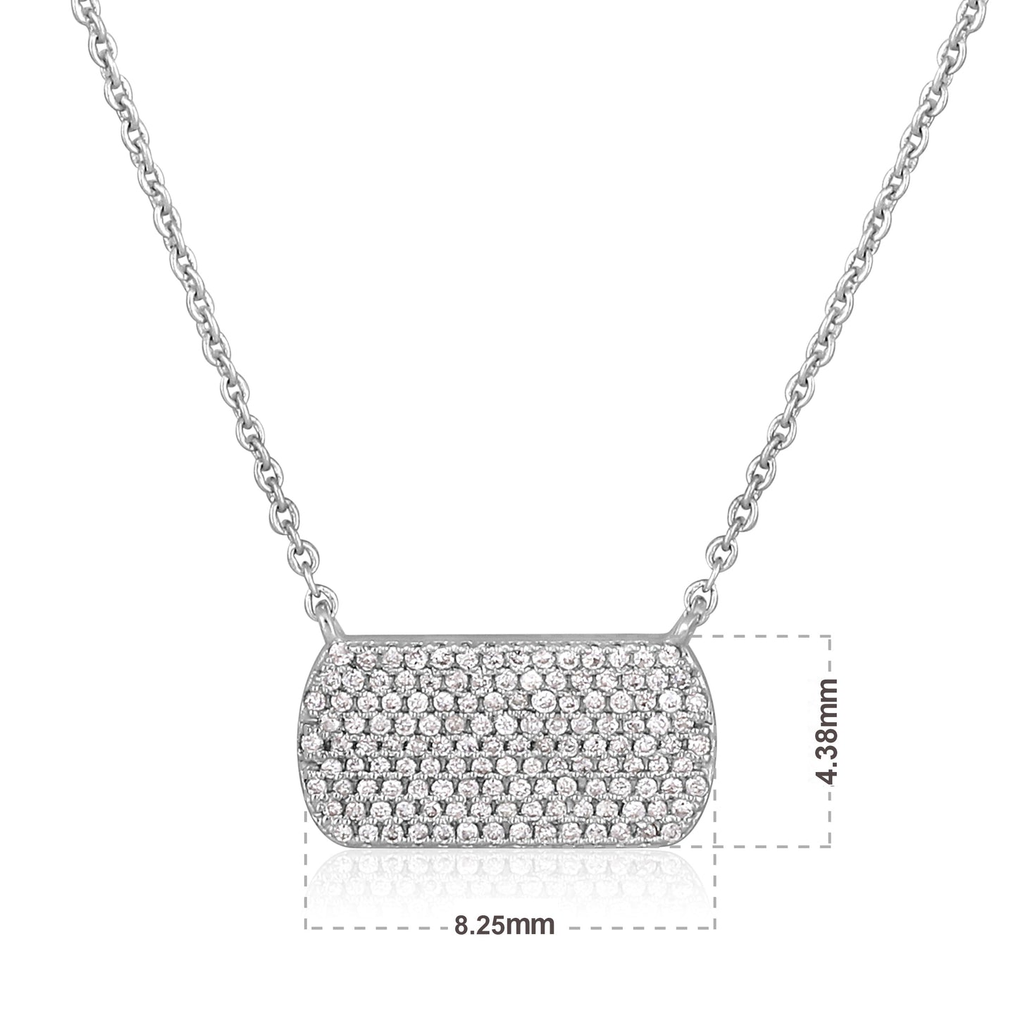 Solid Gold 0.25ct Natural Diamond Rectangle Bar Tag Charm Necklace